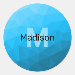 Sticker Rond Monogramme motif de maillage géométrique dégradé c