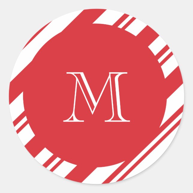Sticker Rond monogramme motif de Noël (Devant)