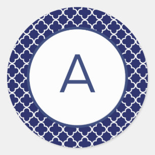 Sticker Rond Monogramme Motif Quatrefoil