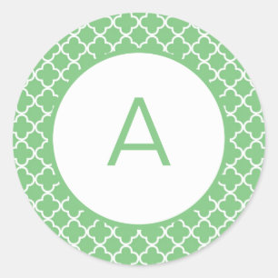 Sticker Rond Monogramme Motif Quatrefoil