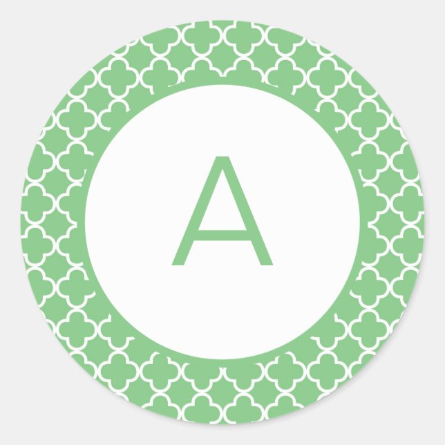 Sticker Rond Monogramme Motif Quatrefoil (Devant)
