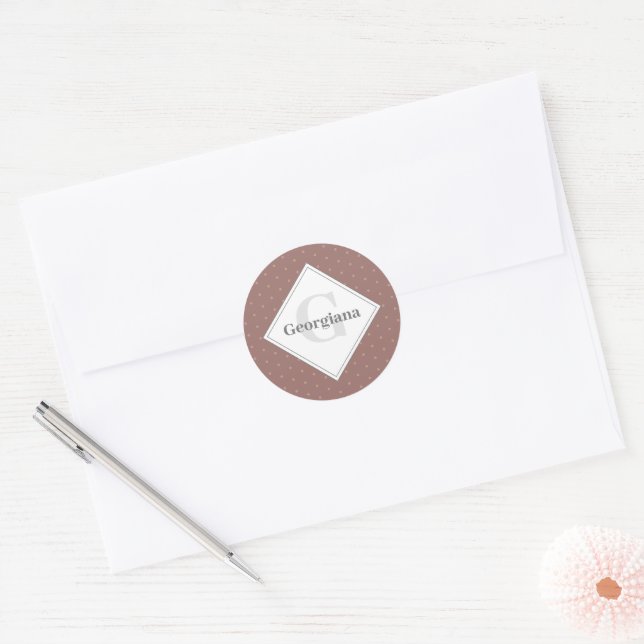 Sticker Rond Monogramme Neutrales géométriques chaudes Fleurs à (Enveloppe)