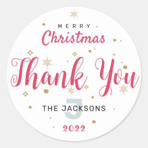 Sticker Rond Monogramme Noël, mignon, Merci personnalisé