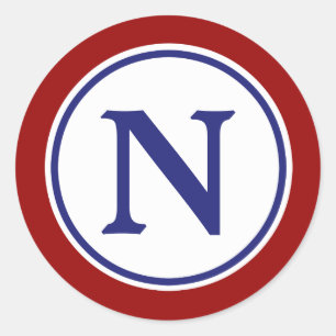 Sticker Rond Monogramme noir blanc et bleu marine