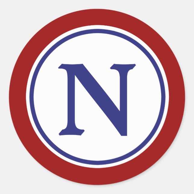 Sticker Rond Monogramme noir blanc et bleu marine (Devant)