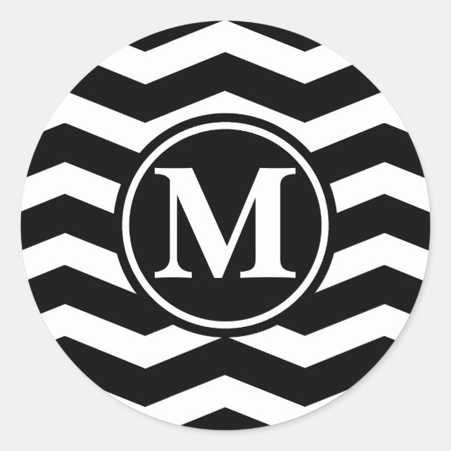 Sticker Rond Monogramme noir Chevron (Devant)