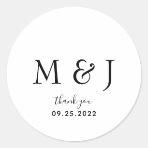 Sticker Rond Monogramme noir classique simple
