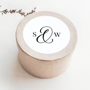 Sticker Rond Monogramme noir et blanc Esperluette   Luxe Mariag
