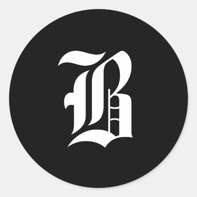 Sticker Rond Monogramme noir et blanc initial B (Devant)