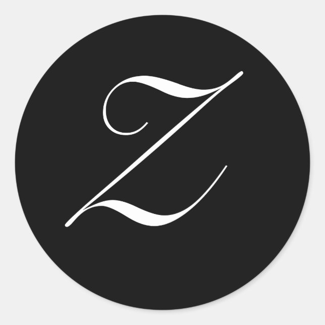 Sticker Rond Monogramme noir et blanc Sceau initial "Z" (Devant)