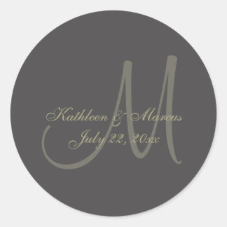 Sticker Rond Monogramme noir et or