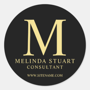 Sticker Rond Monogramme noir et or Elegant Business