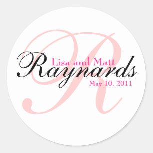 Sticker Rond Monogramme noir rose