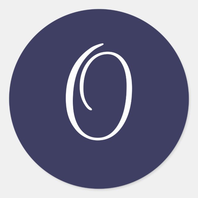 Sticker Rond Monogramme O, blanc sur bleu marine, (Devant)