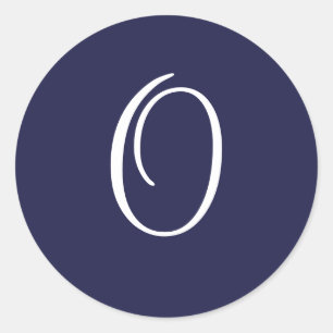 Sticker Rond Monogramme O, blanc sur bleu marine,