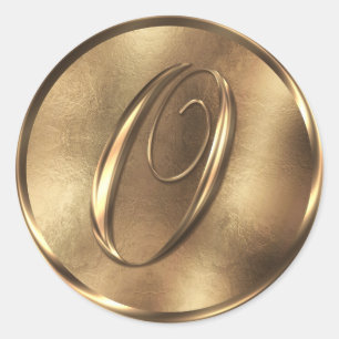 Sticker Rond Monogramme O Faire-part de mariage de bronze