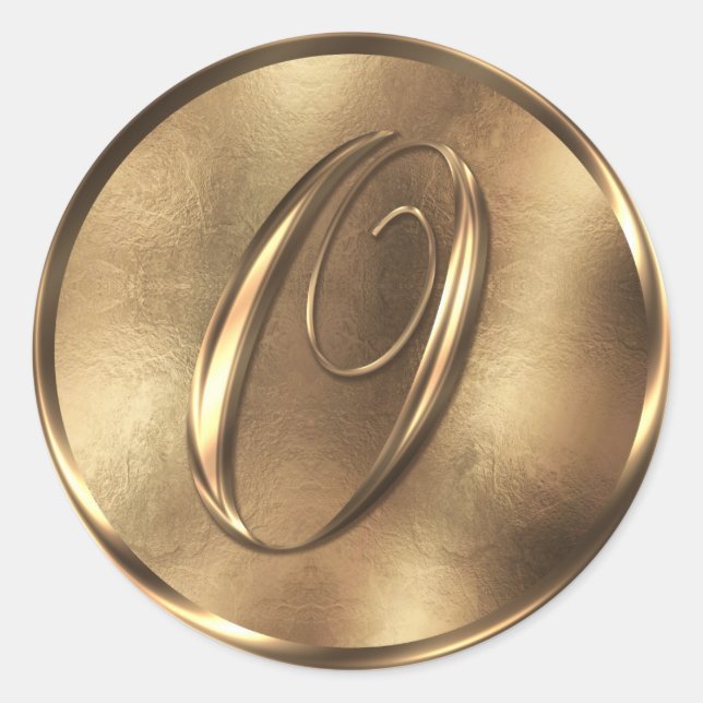 Sticker Rond Monogramme O Faire-part de mariage de bronze (Devant)
