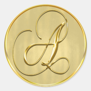 Sticker Rond Monogramme Or A Seal Faire-part de mariage Holiday