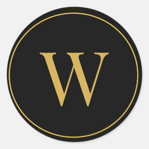 Sticker Rond Monogramme Or Black Business
