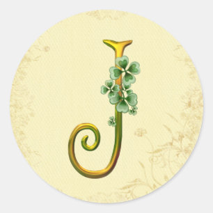 Sticker Rond Monogramme or irlandais J