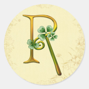 Sticker Rond Monogramme or irlandais R
