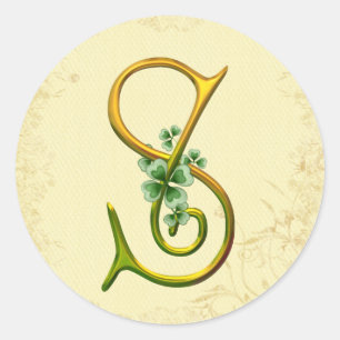 Sticker Rond Monogramme or irlandais S