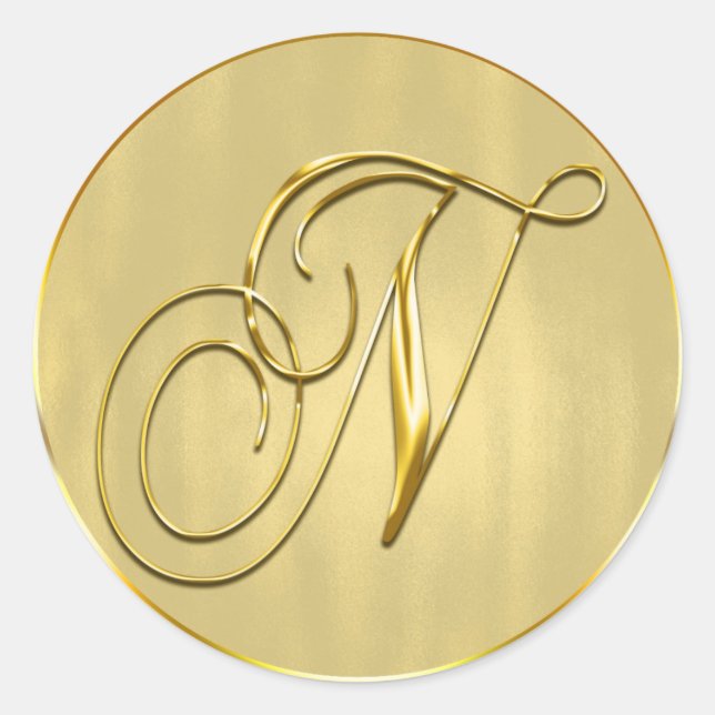 Sticker Rond Monogramme Or N Seal Faire-part de mariage Holiday (Devant)