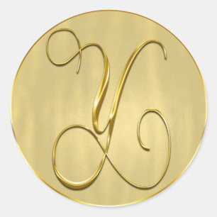 Sticker Rond Monogramme or Y Sceau