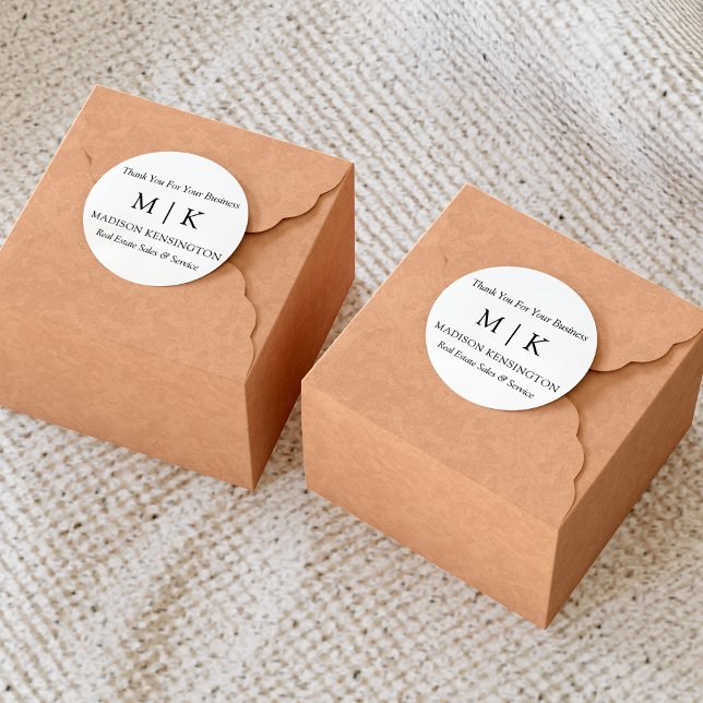 Sticker Rond Monogramme ou ajouter un logo cadeau d'entreprise  (Edit to Customize text, colors and more)