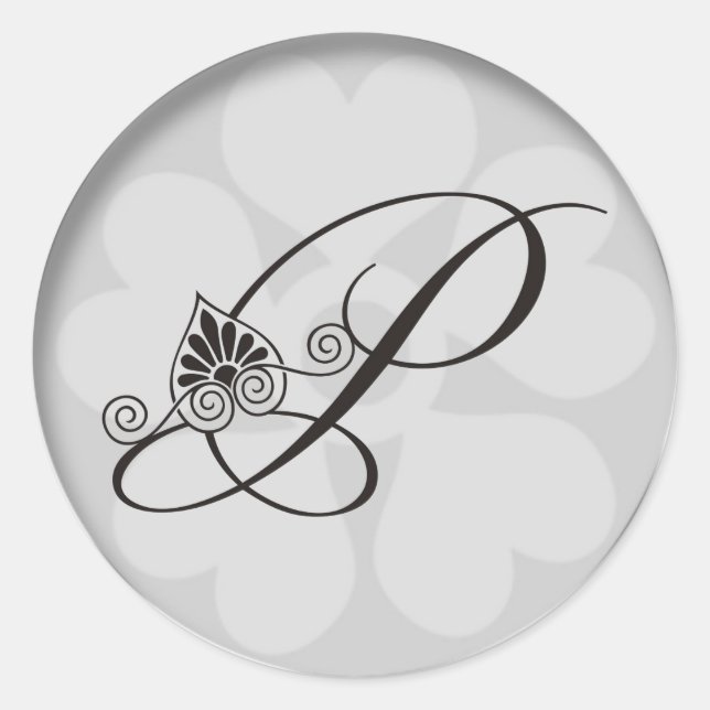 Sticker Rond Monogramme P de bordure en argent (Devant)
