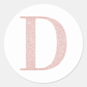 Sticker Rond Monogramme pailleté or rose pâle féminin D