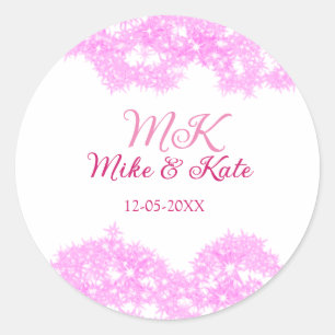 Sticker Rond Monogramme pailleté scintillant avec nom de couple
