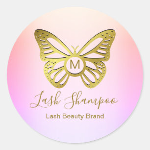 Sticker Rond Monogramme papillon Arc-en-ciel Lash Shampoing