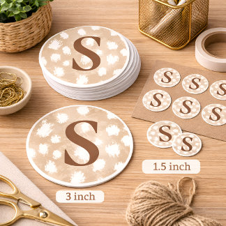 Sticker Rond Monogramme personnalisé avec impression de cerf, f