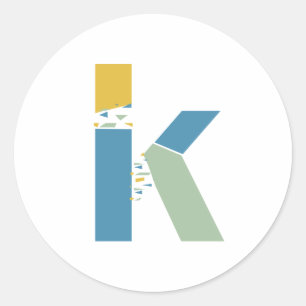 Sticker Rond Monogramme personnalisé de lettre K abstrait moder