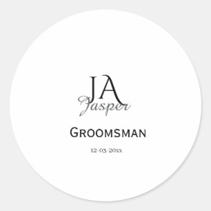 Sticker Rond Monogramme personnalisé garçon d'honneur nom date