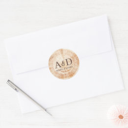 Sticker Rond Monogramme personnalisé Mariage rustique tranche d