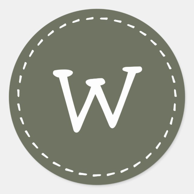 Sticker Rond Monogramme personnalisé moderne mignon simple poin (Devant)