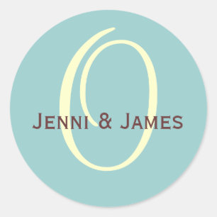 Sticker Rond Monogramme Personnalisé O Faveur Mariage & Envelop