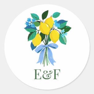 Sticker Rond Monogramme Personnalisé pour une Fête de Fiançaill