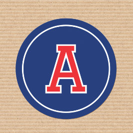 Sticker Rond Monogramme personnalisé Typographie rétro Marine B