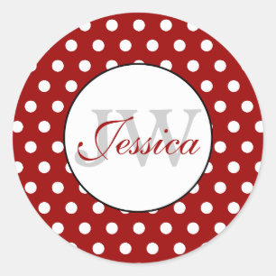 Sticker Rond Monogramme pois foncé et blanc tendance
