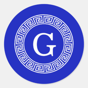 Sticker Rond Monogramme principal grec d'initiale de cadre de