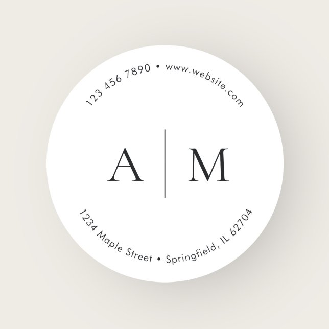 Sticker Rond Monogramme Produit Logo Marketing Blanc (Créateur téléchargé)