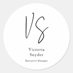 Sticker Rond Monogramme professionnel élégant Votre nom