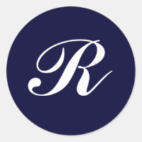 Monogramme R, écriture blanche sur bleu marine