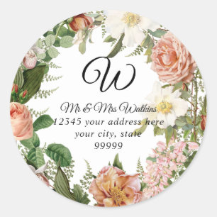 Sticker Rond Monogramme Retour Adresse Peon d'ivoire rousse7 Fl