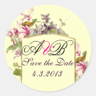 STICKER ROND MONOGRAMME ROMANTİCA / CYCLAMENS ROSE ENREGISTRER