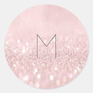 Sticker Rond Monogramme rond gris gris de parties scintillantes