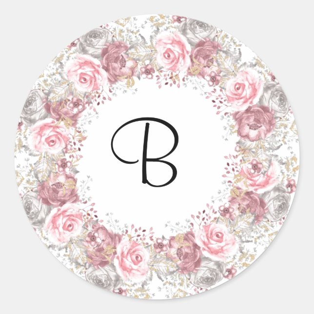 Sticker Rond Monogramme rose (Devant)